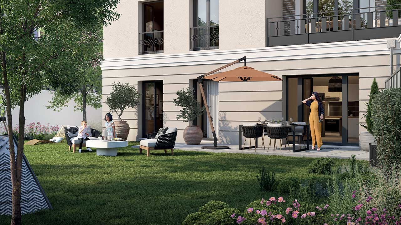 Vue d'une terrasse de la résidence