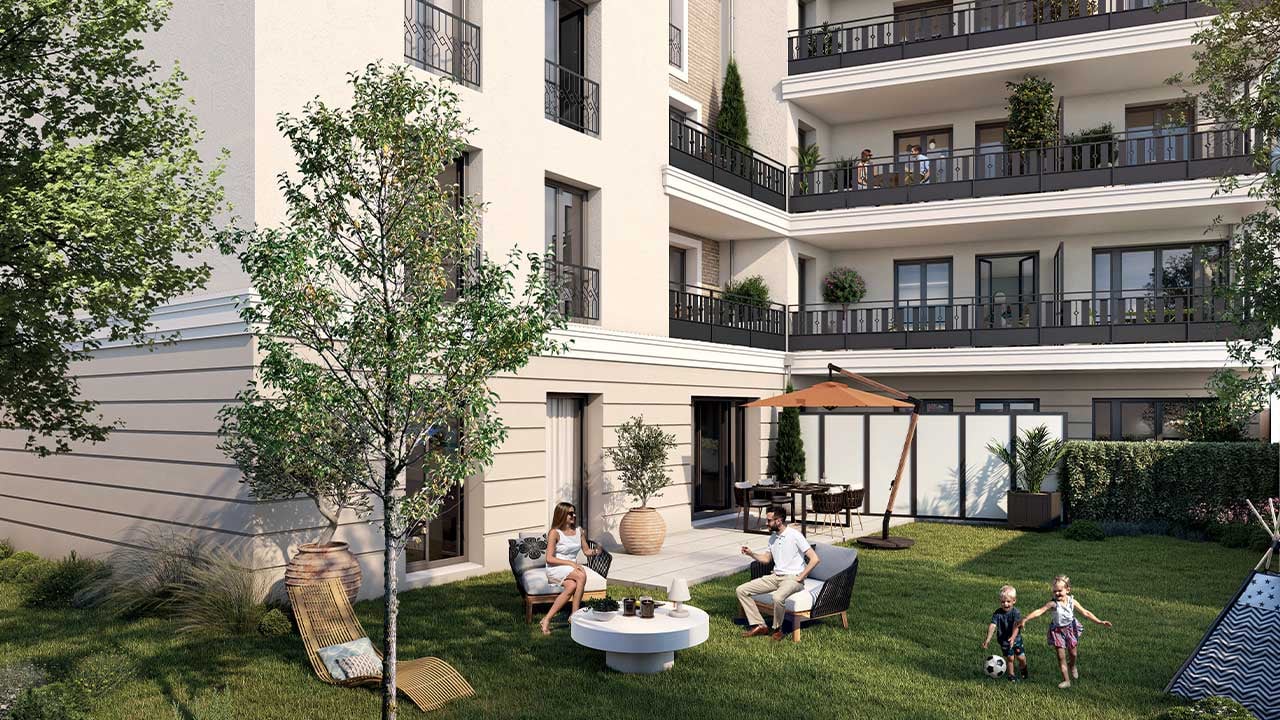 Vue d'un jardin de la résidence